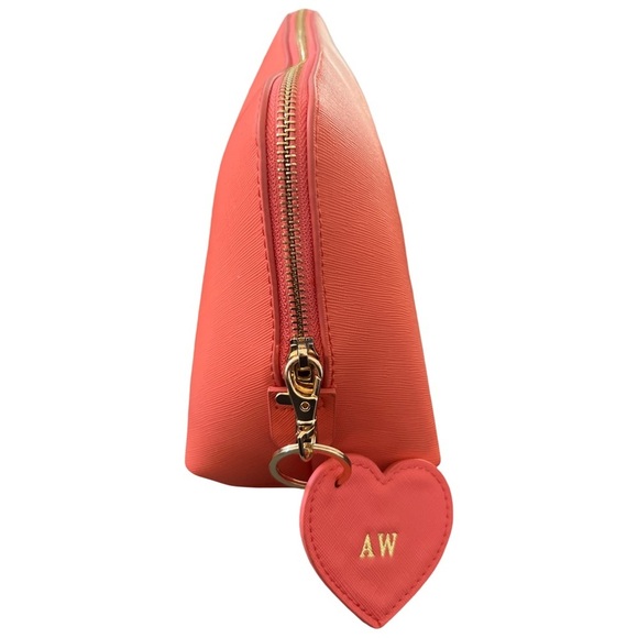 Coral Leather Makeup Cosmetic Travel Bag - Picture 2 of 9